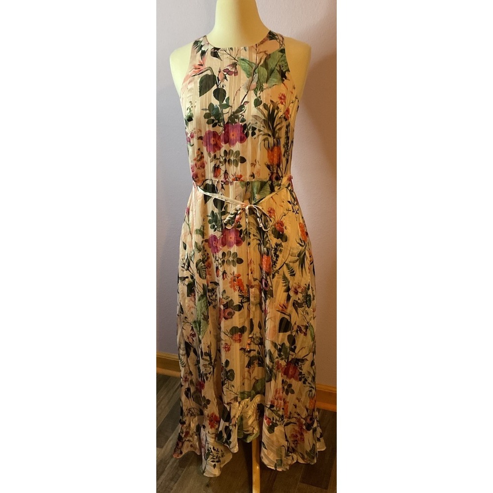 Banana‎ Republic Sleeveless Pink Floral Botanical Maxi Dress Size 0 Romantic